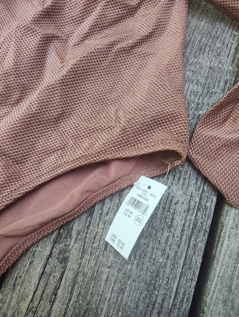 Aerie One Piece Cutout Swimsuit with Tie Shimmer Brown Copper Sz Medium - Picture 3 of 4